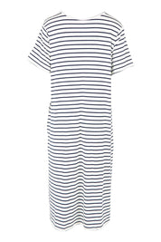 Product shot of the Irena Bamboo Tin colourShirt Dress - Navystripe (Blue), from the back