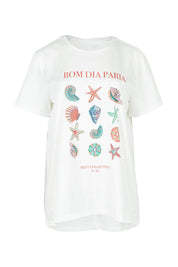 Product shot of the Ellia Cotton Crew Tee in colour Bomdia (White), from the front