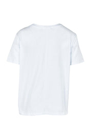 Product shot of the Ellia Cotton Crew Tee in colour Floral (White), from the back