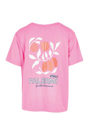 Product shot of the Ellia Print Tee – Italian in colour Italian, from the back