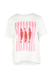 Product shot of the Ellia Cotton Crew Tee in colour Sardinia (White), from the front