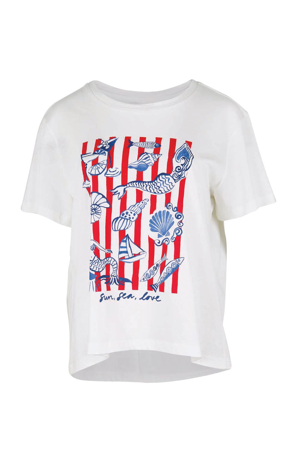 Product shot of the Ellia Crew Tee – Sunsea in colour Sunsea, from the front