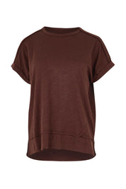 Product shot of the Shirley Short Sleeve Tee – Chocolate in colour Chocolate, from the front