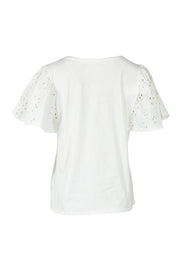 Product shot of the Lottie Embroidered Cotton Tee in colour White (White), from the back