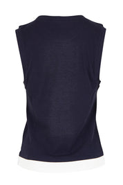 Product shot of Thea Cotton Blend Tank Top in colour Navy (Blue), from the back