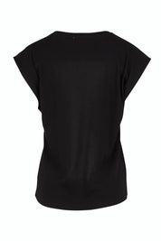 Product shot of the Cuff Cotton Blend Rib Tee in colour Black (Black), from the back