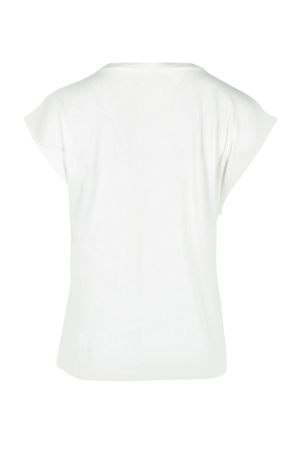 Product shot of the Cuff Cotton Blend Rib Tee in colour White (White), from the back