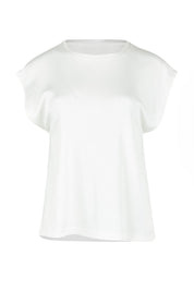 Product shot of the Cuff Cotton Blend Rib Tee in colour White (White), from the front