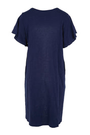 Product shot of the Celene Frill Dress – Navy in colour Navy, from the back