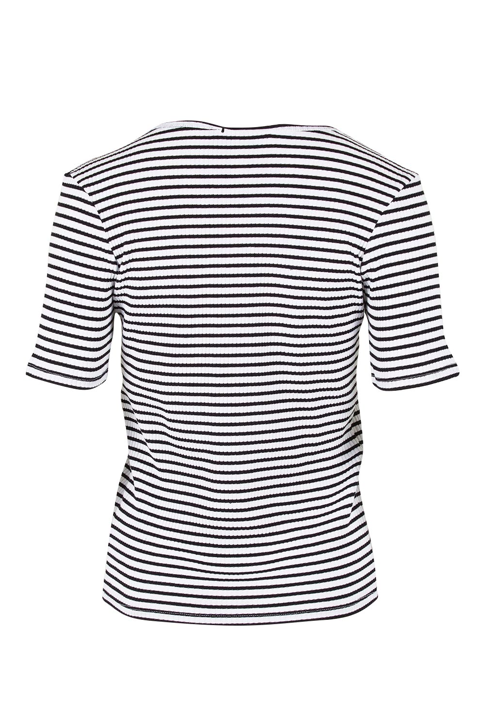 Product shot of the Stacey Rib Tee in colour Whiteblack (White), from the back