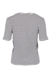 Product shot of the Stacey Rib Tee in colour Whiteblack (White), from the back