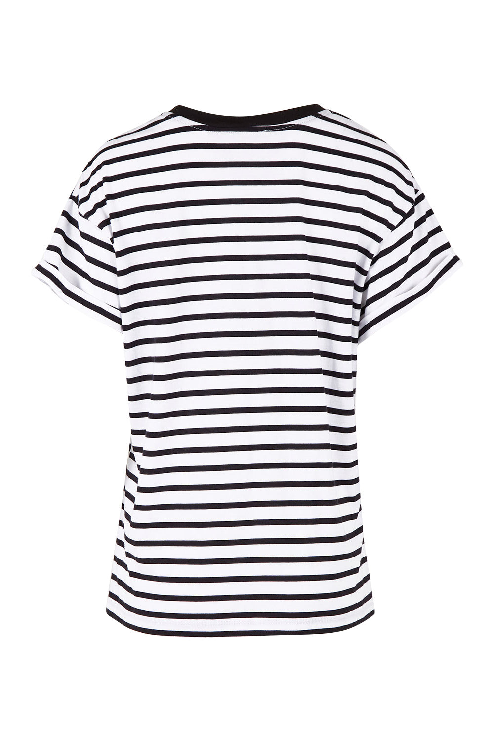 Product shot of the Leighton Tee in colour Whiteblk (Black), from the back