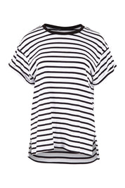 Product shot of the Leighton Tee in colour Whiteblk (Black), from the front