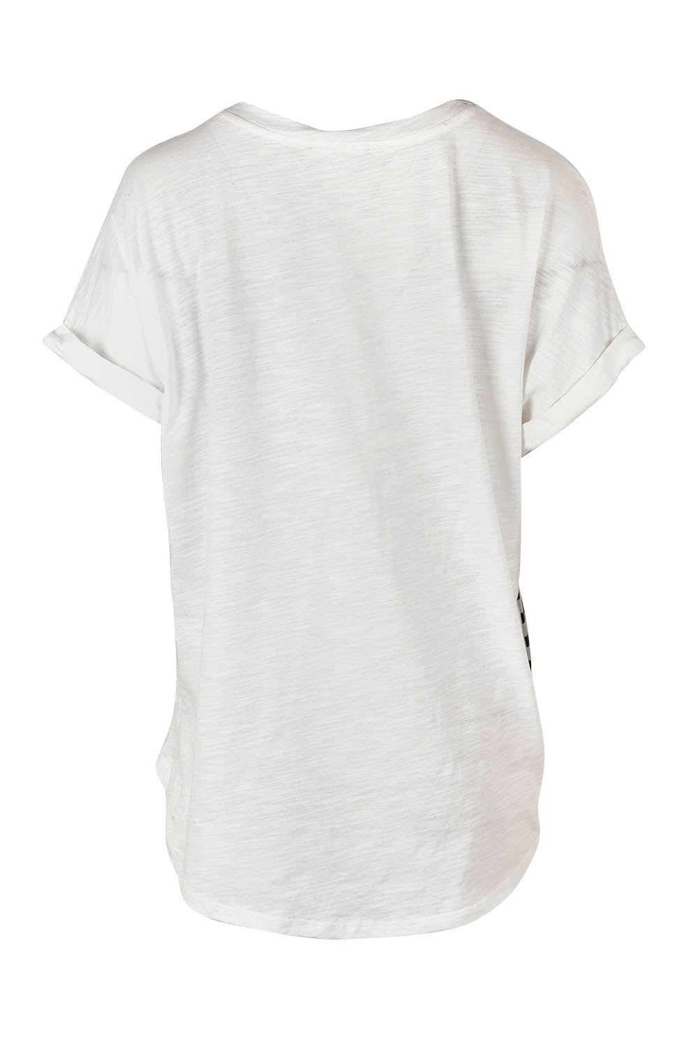Product shot of the Hailey Short Sleeve Cotton Tee in colour Blkstripe (White), from the back