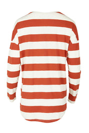 Product shot of the Jessie Long Sleeve Tee in colour Terracotta, from the back