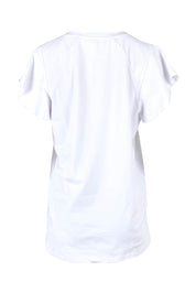 Product shot of the Magnolia Cotton Frill Sleeve Top in colour White (White), from the back