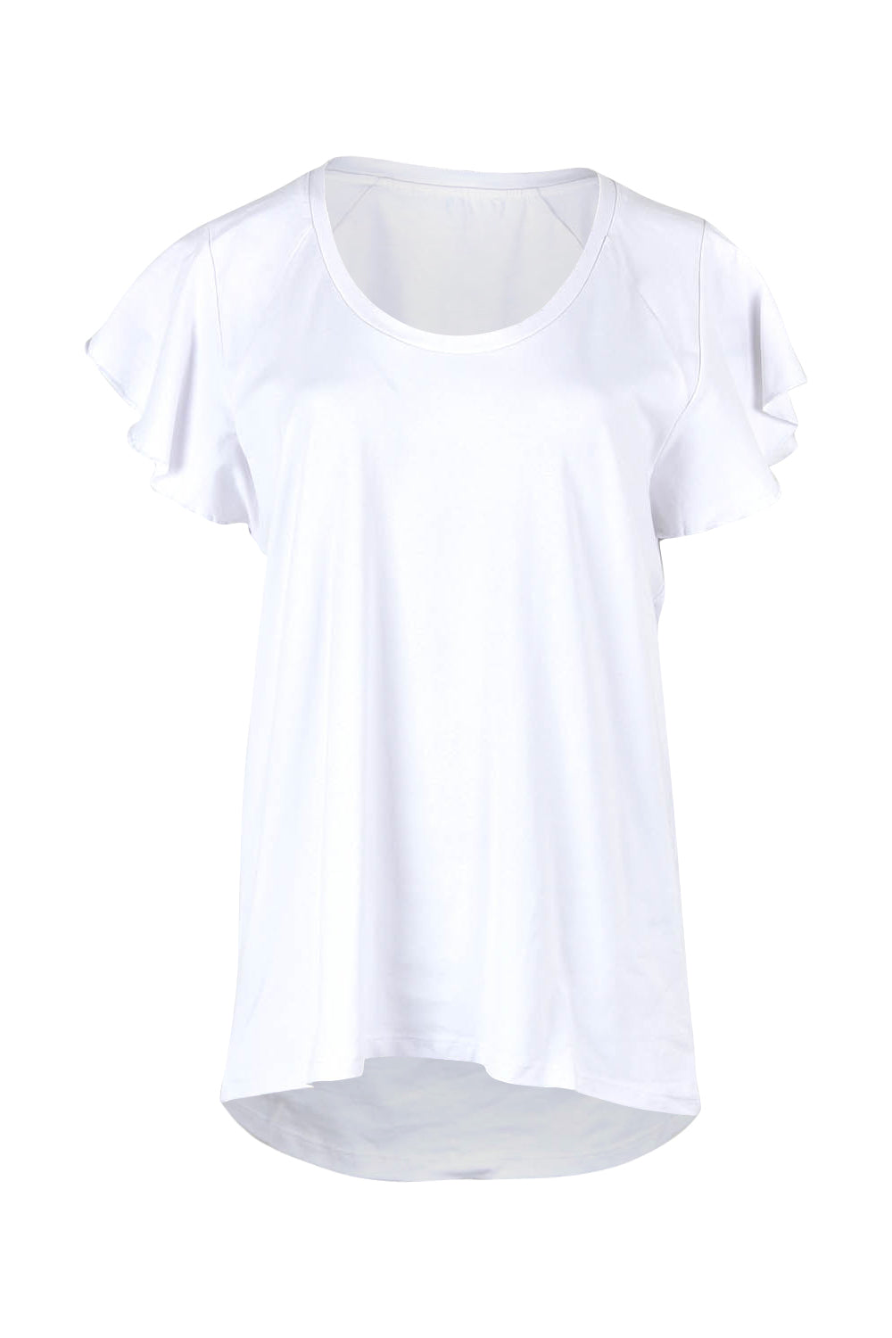 Product shot of the Magnolia Cotton Frill Sleeve Top in colour White (White), from the front