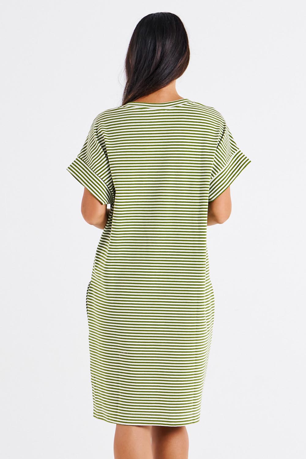 Preloved Elise Cotton V-Neck Rib Dress - Avocadostr