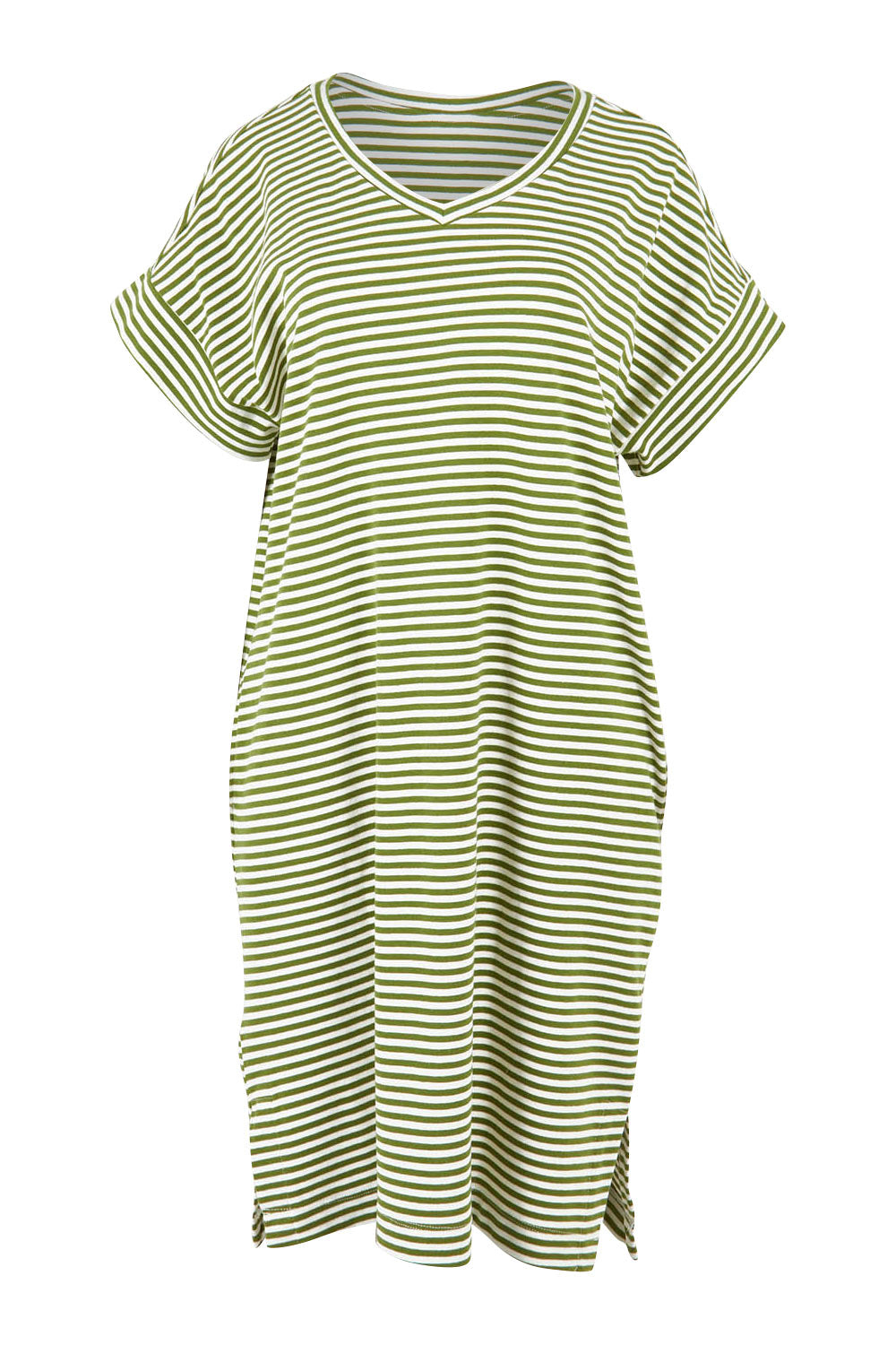 Preloved Elise Cotton V-Neck Rib Dress - Avocadostr