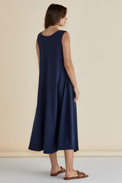 Preloved Sabrina Cotton Maxi Dress - Navy