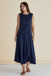 Preloved Sabrina Cotton Maxi Dress - Navy