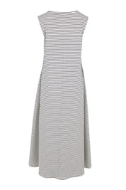 Product shot of the Sabrina Maxi Dress - Navystripe in colour Navystripe, from the back