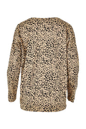 Product shot of the Brixley Long Sleeve Cotton Top in colour Leopard, from the back