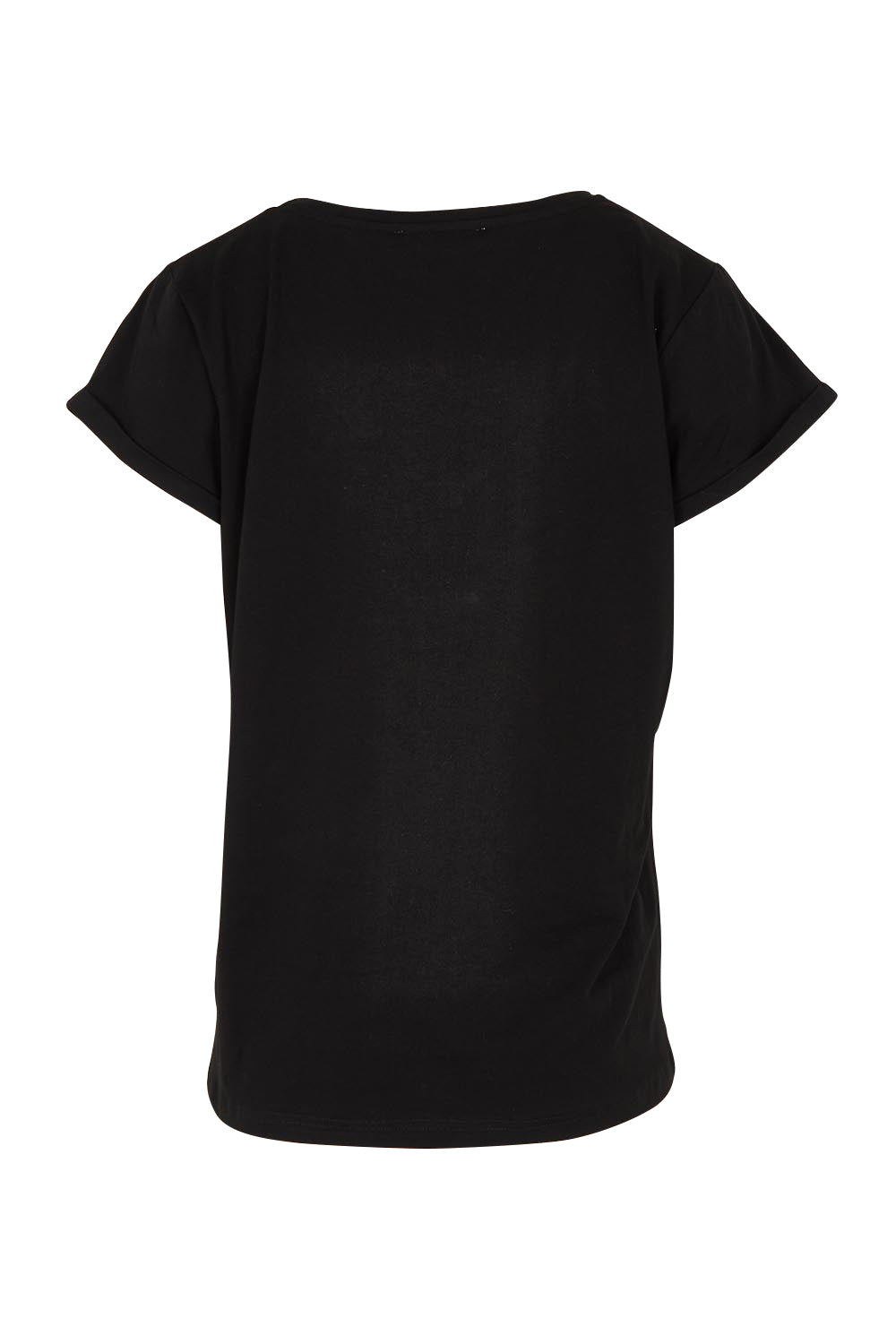 Product shot of the Ayla Vin colourNeck Cotton Tee - Black (Black), from the back