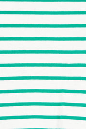 Product shot of the Caia Cotton Crew Tee in colour Grnstripe (Green), detail