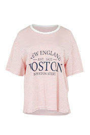 Product shot of the Relax Boxy Cotton Tee in colour Boston (Red), from the front