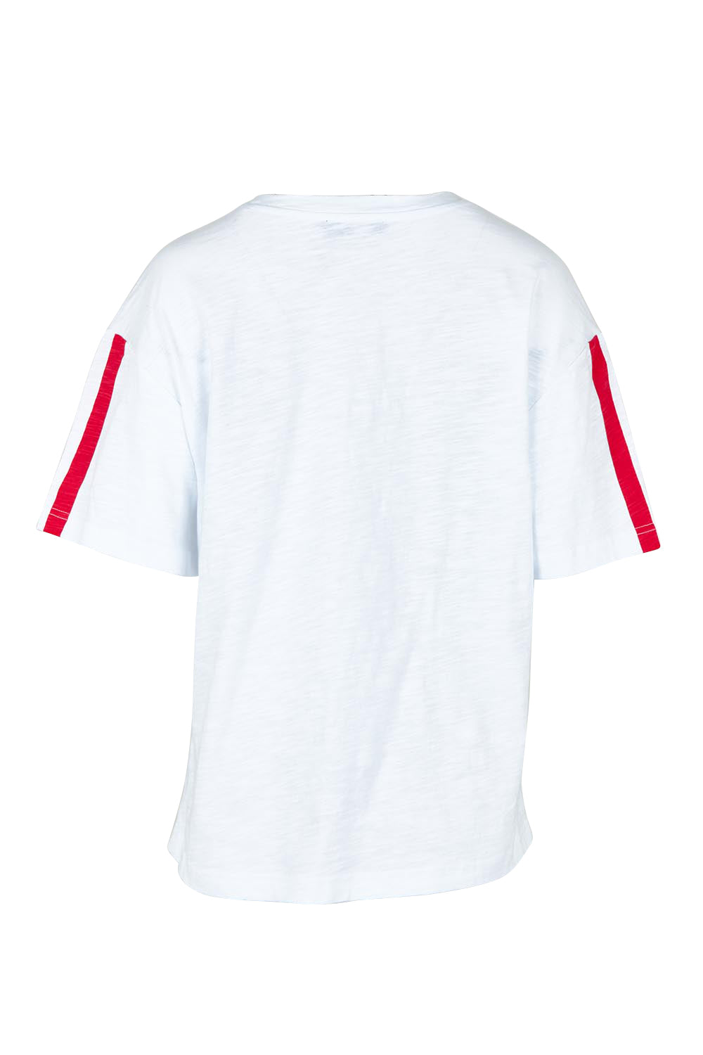 Product shot of the Relax Boxy Cotton Tee in colour Cherry (Red), from the back