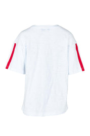 Product shot of the Relax Boxy Cotton Tee in colour Cherry (Red), from the back