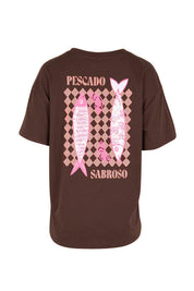 Product shot of the Relax Boxy Cotton Tee – Pescado in colour Pescado, from the back