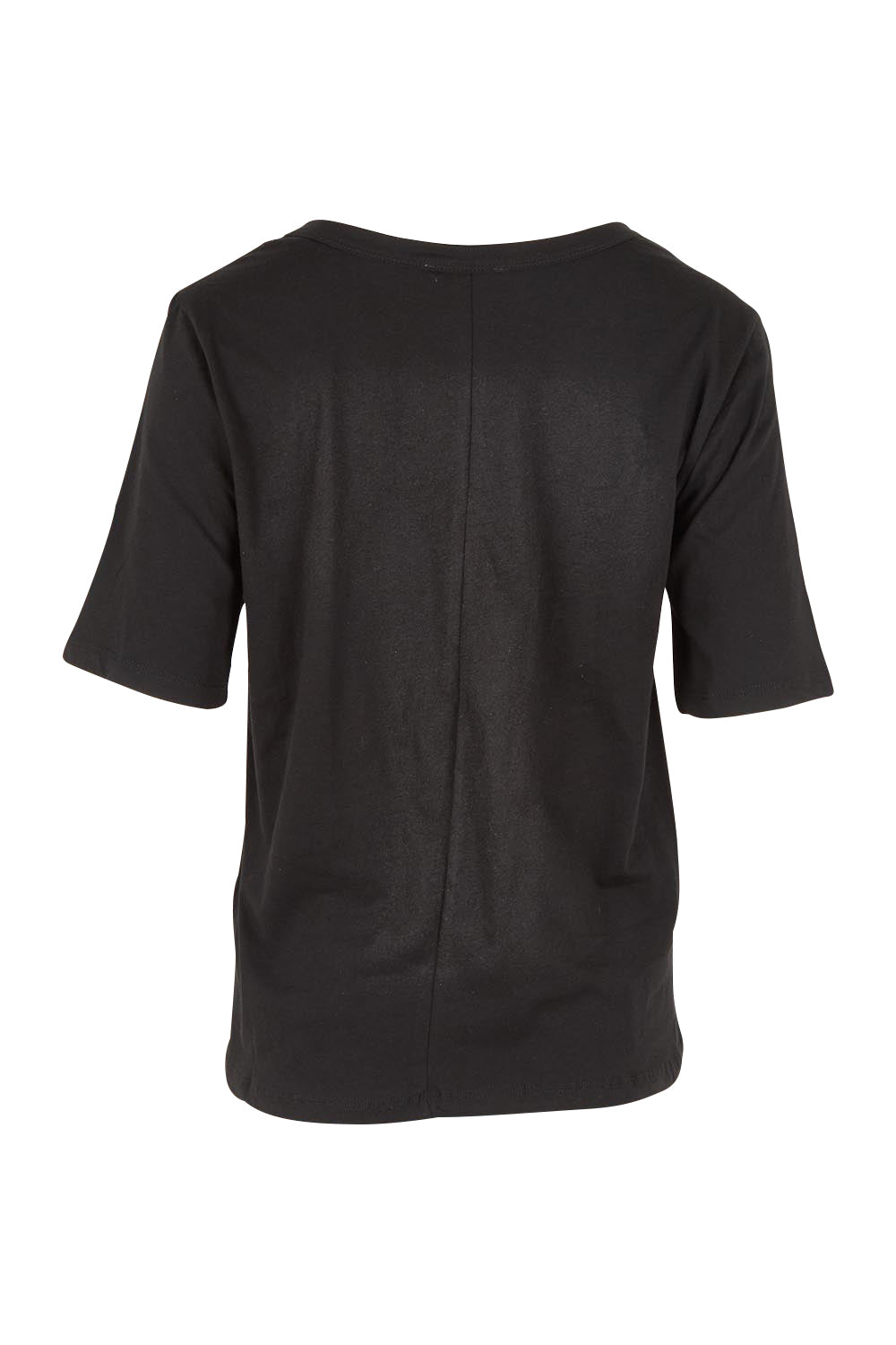 Product shot of the Riley Cotton Tee in colour Black (Black), from the back