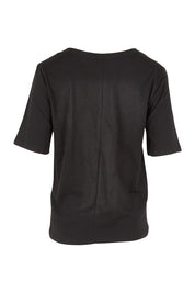 Product shot of the Riley Cotton Tee in colour Black (Black), from the back