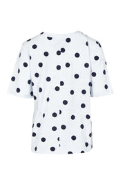 Product shot of the Riley Cotton Tee in colour Navydot, from the back