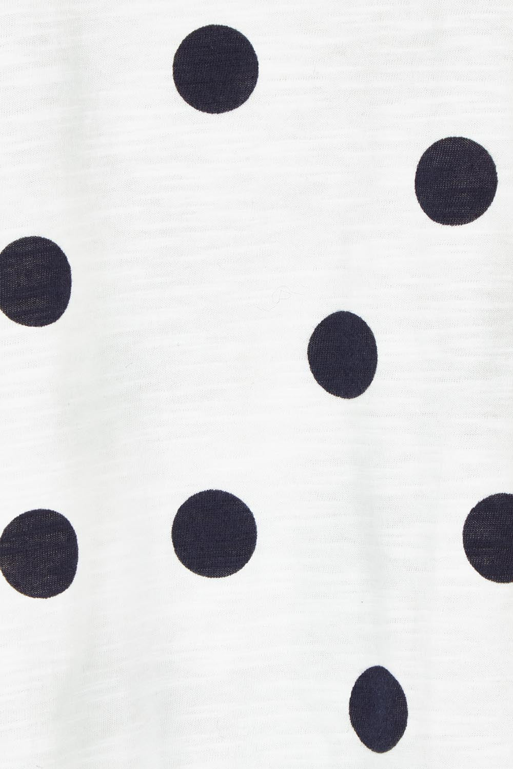 Product shot of the Riley Cotton Tee in colour Navydot, detail