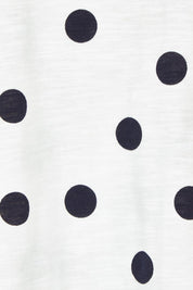 Product shot of the Riley Cotton Tee in colour Navydot, detail