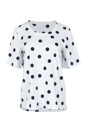 Product shot of the Riley Cotton Tee in colour Navydot, from the front