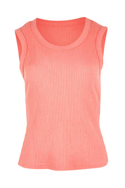 Product shot of the Francis Rib Tank in colour Peach (Pink), from the front