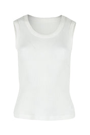 Product shot of the Francis Rib Tank in colour White (White), from the front
