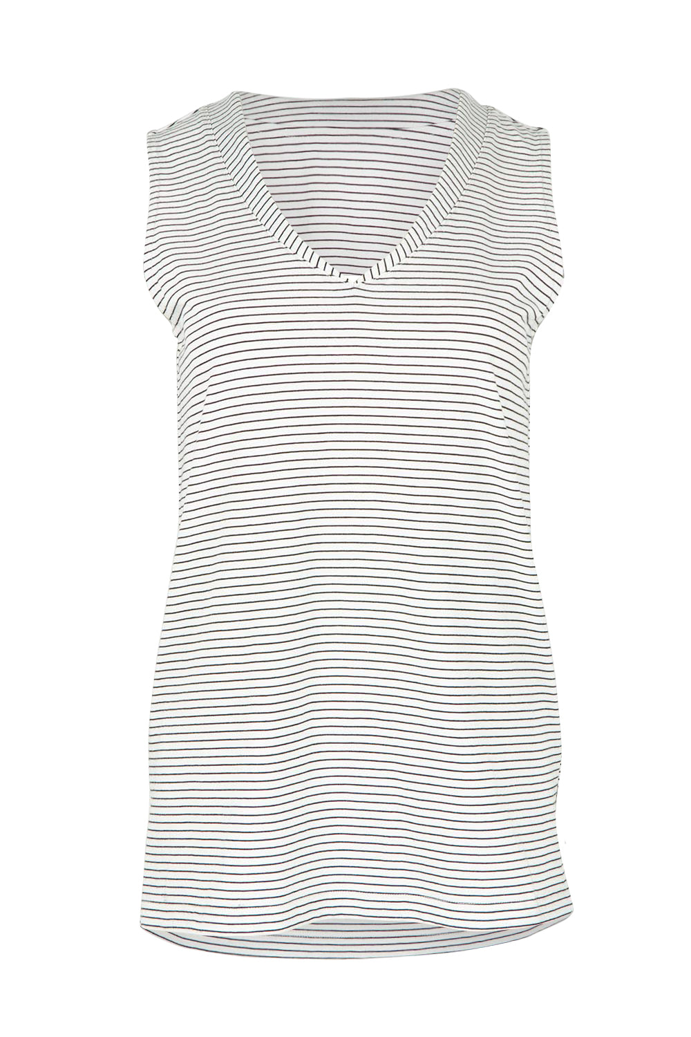 Product shot of the Trinity Vin colourNeck Cotton Tank - Blkwhite, from the front