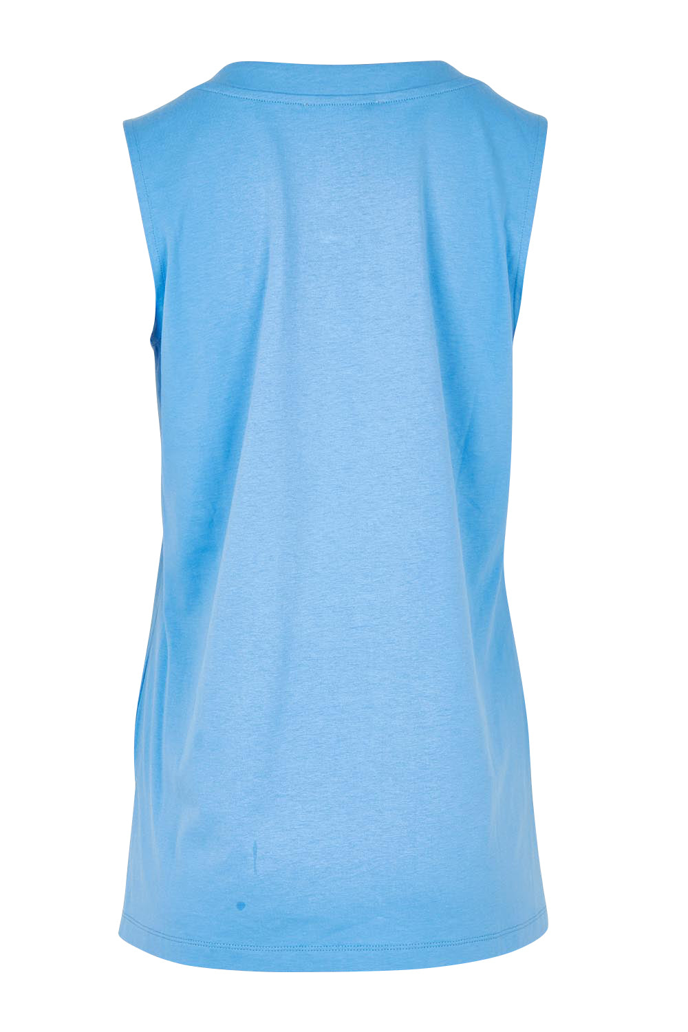 Product shot of the Trinity Vin colourNeck Cotton Tank - Powderblue (Blue), from the back
