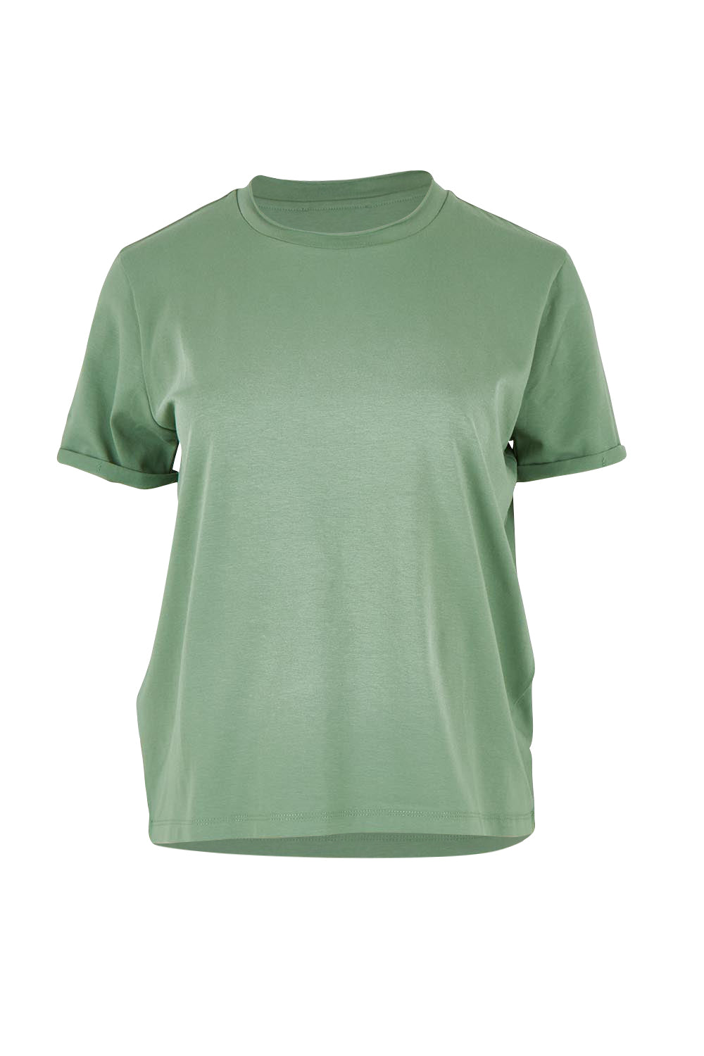 Product shot of the Cotton Slim Fit Tee in colour Green (Green), from the front