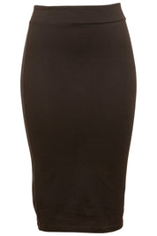 Product shot of the Alicia Midi Skirt in colour Black (Black), from the front