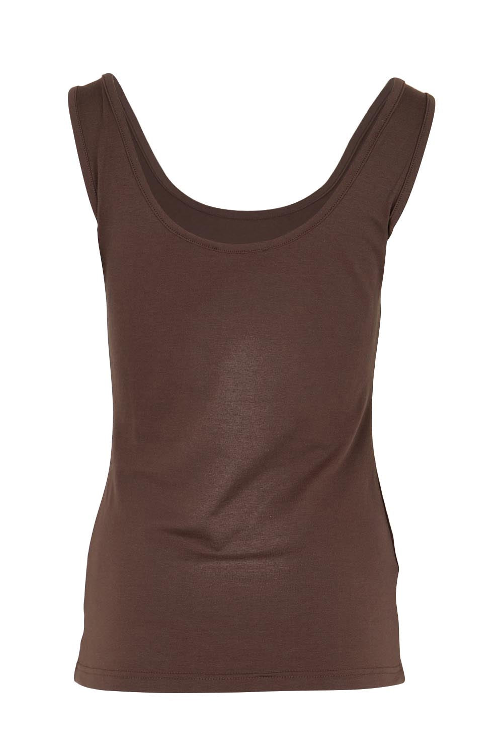 Product shot of the Emma Scoop Tank – Chocolate in colour Chocolate, from the back