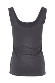 Product shot of the Emma Cotton Scoop Tank in colour Steel (Grey), from the back