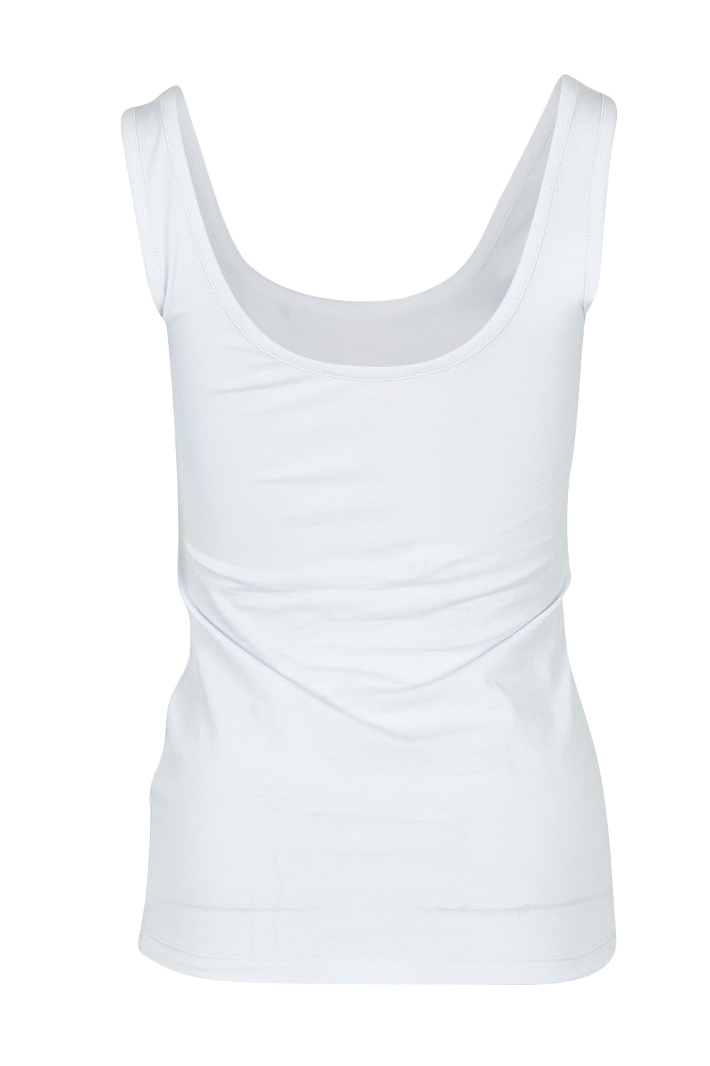 Product shot of the Emma Cotton Scoop Tank in colour White (White), from the back