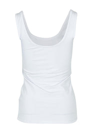 Product shot of the Emma Cotton Scoop Tank in colour White (White), from the back