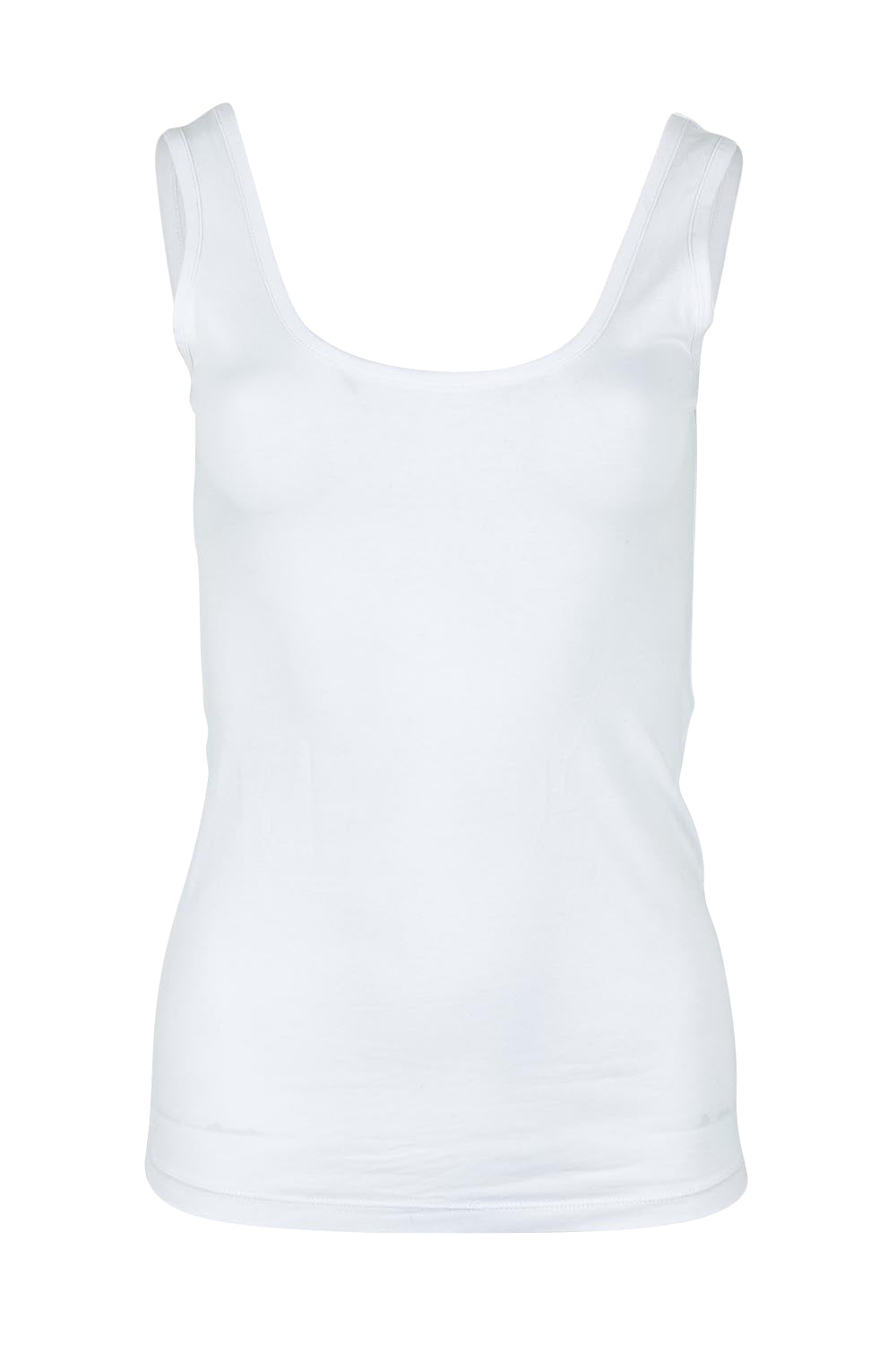 Product shot of the Emma Cotton Scoop Tank in colour White (White), from the front